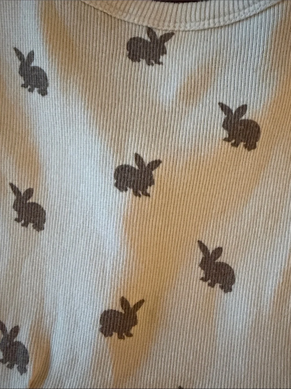 Kate Quinn Skinny Rib Girls Cream Bunny-Print Button Front Dress 2T